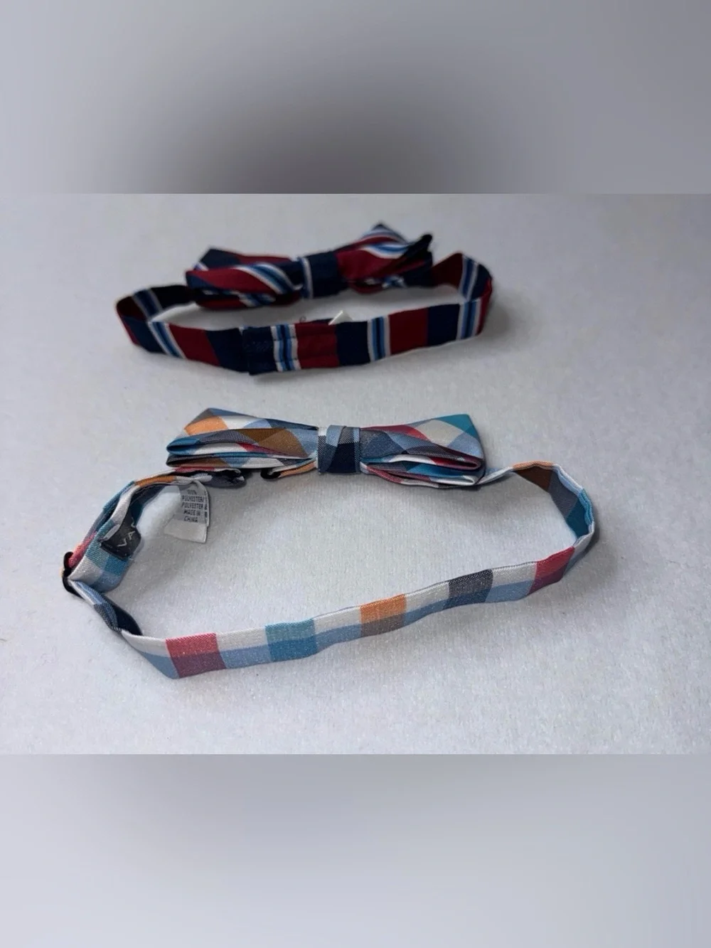 Van Heusen Burgundy & Multi-Color Plaid Bow Tie Duo